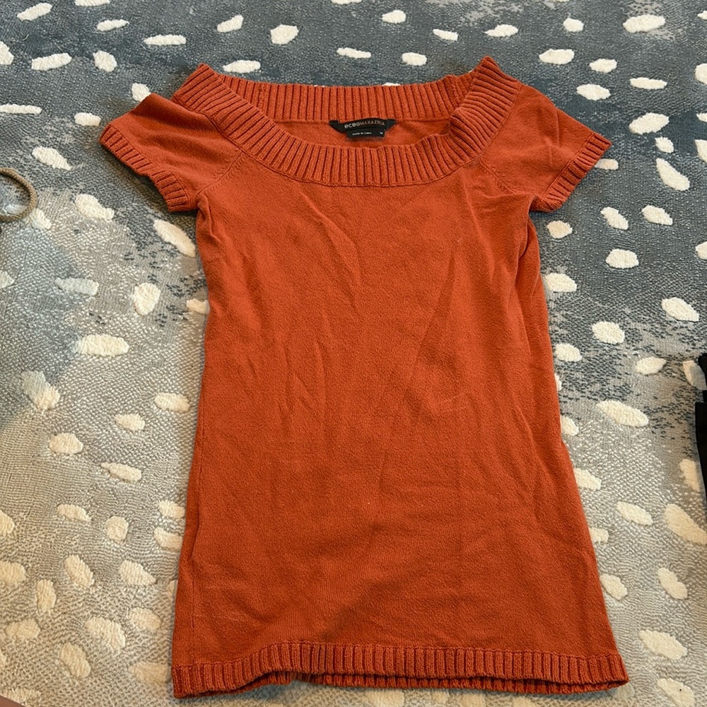 BCBG orange sweater top